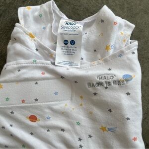 Halo SleepSack Swaddle - White with Multicolor Stars Space Pattern